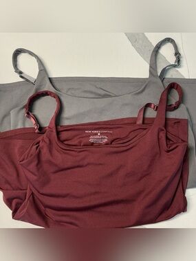 2 For 1!  New York & Company Burgundy and Gray Bra Tanks
